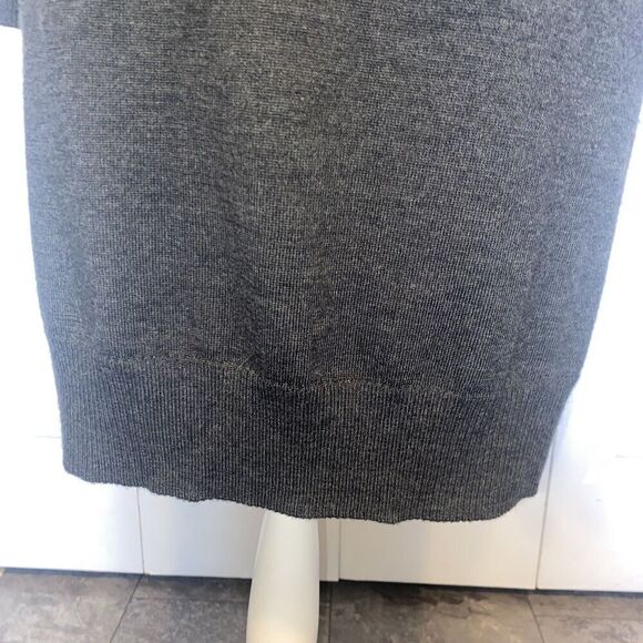 Paul Costelloe BLACK LABEL Midi Dress M Dark Grey Marino Wool Acrylic Cowl Neck - Picture 6 of 10